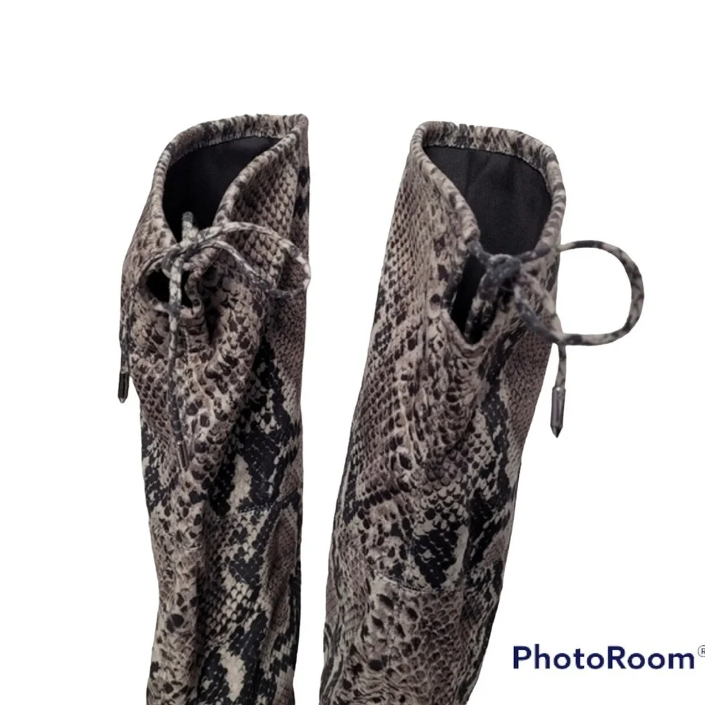 Marc Fisher Humor over the knee boot gray snake skin